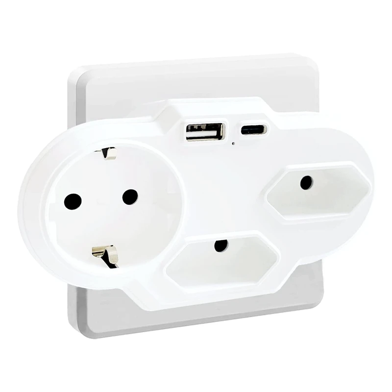 

Retail USB Socket 5 In 1 Multiple Socket With USB Charger, Sockets With 1 USB Connection And 1 Type-C EU Plug