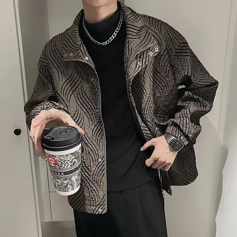 

Advanced Trendy Men's Jaet Polyester Fabric Youth Sle Long Sve Zipper Closure Color Outerwear for Spring Autumn