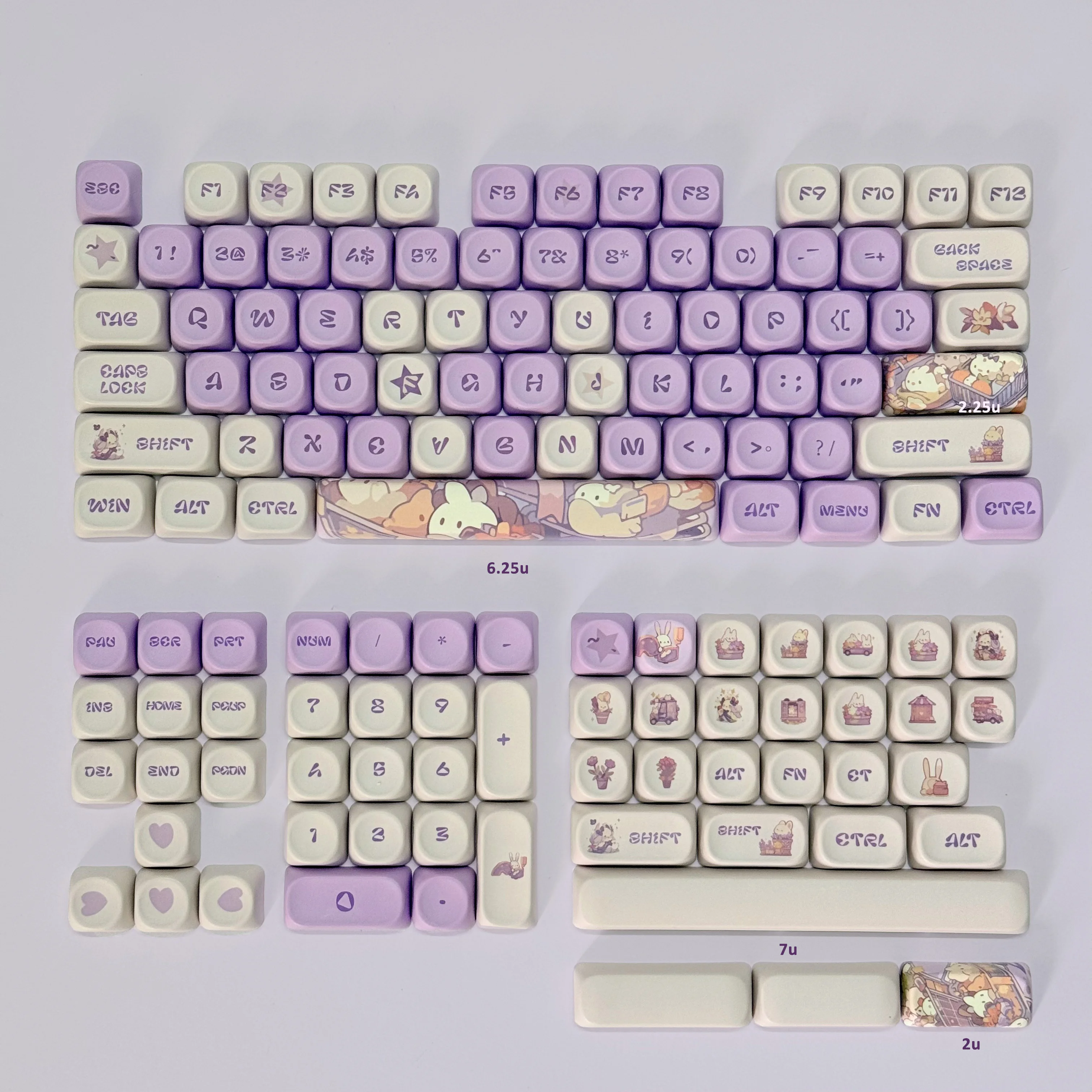 Niedliche Tastenkappen MOA Rosa Lila Gelb MAO Profil Katzenohrform Benutzerdefinierte PBT-Tastenkappe für 60 % 65 % 75 % TKL 96 % mechanische Tastatur