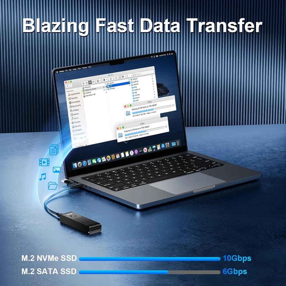 FIDECO M.2 NVMe SATA SSD Enclosure Aluminum M2 NVMe to USB Adapter with Cooling Fan Support UASP and Trim Tool-Free Installation