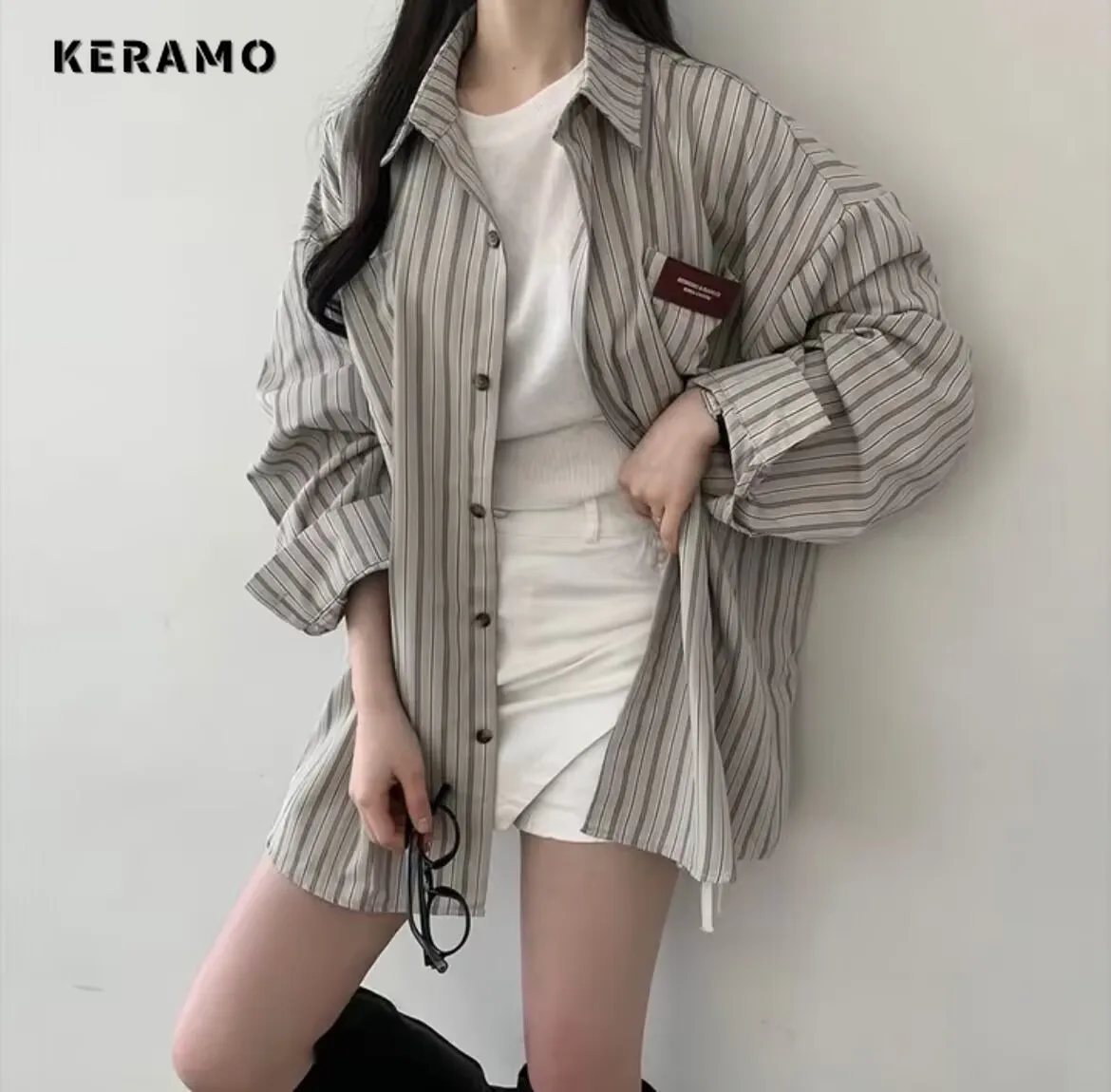 

Women's Casual Loose Fit Chic Turn-down Collar Striped Blouses 2025 Summer Vintage Style Single Breasted Long Sleeve Shirts