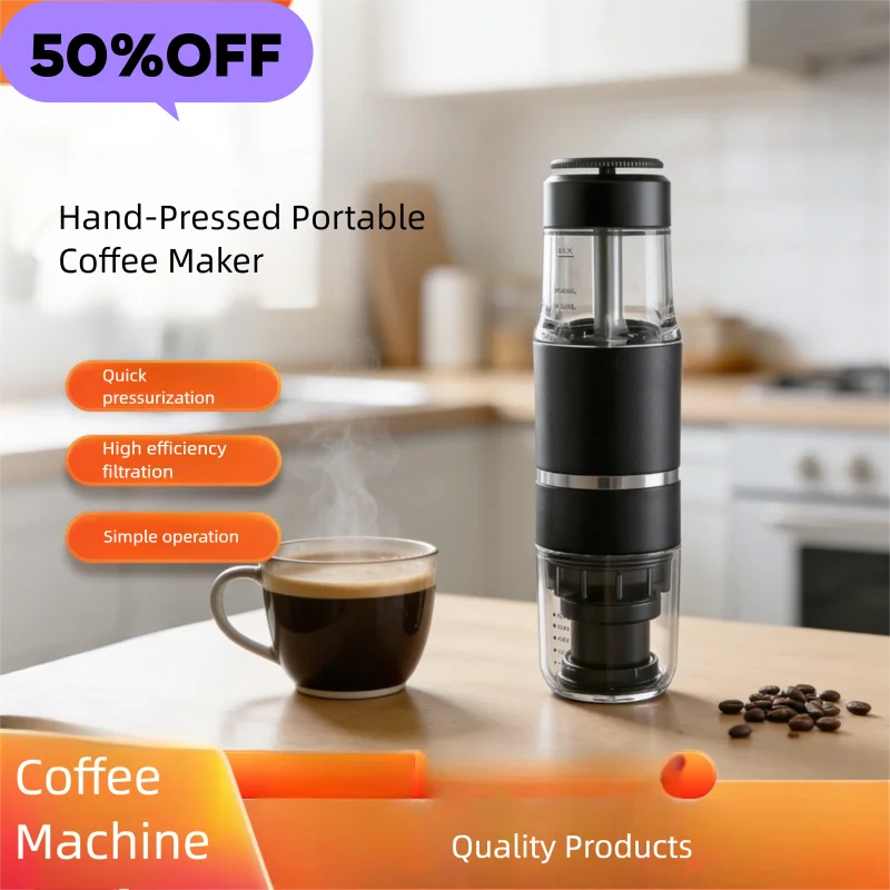 

3 In1 Portable Coffee Machine Hot/Cold Water Manual Espresso Maker For Capsule & Ground Hand Press Brewer hiking Travel