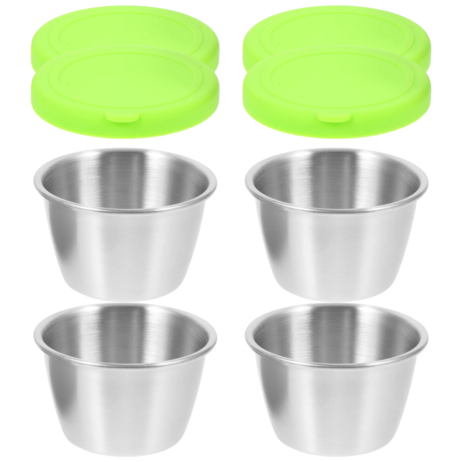 

4Sets Stainless Steel Dipping Cups Kitchen Condiment Containers Exquisite Design for Sauces Salad Dressings Mustard Garlic