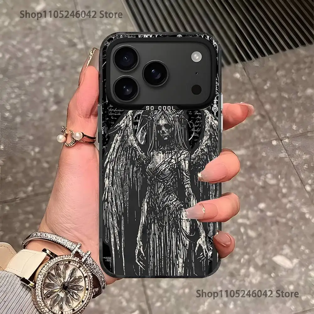 Gótico cyber sigil cruz olhos crânio preto fosco à prova de choque capa de telefone para iphone 17,16,15,14,13,12,11, pro,xs, max, plus, mini