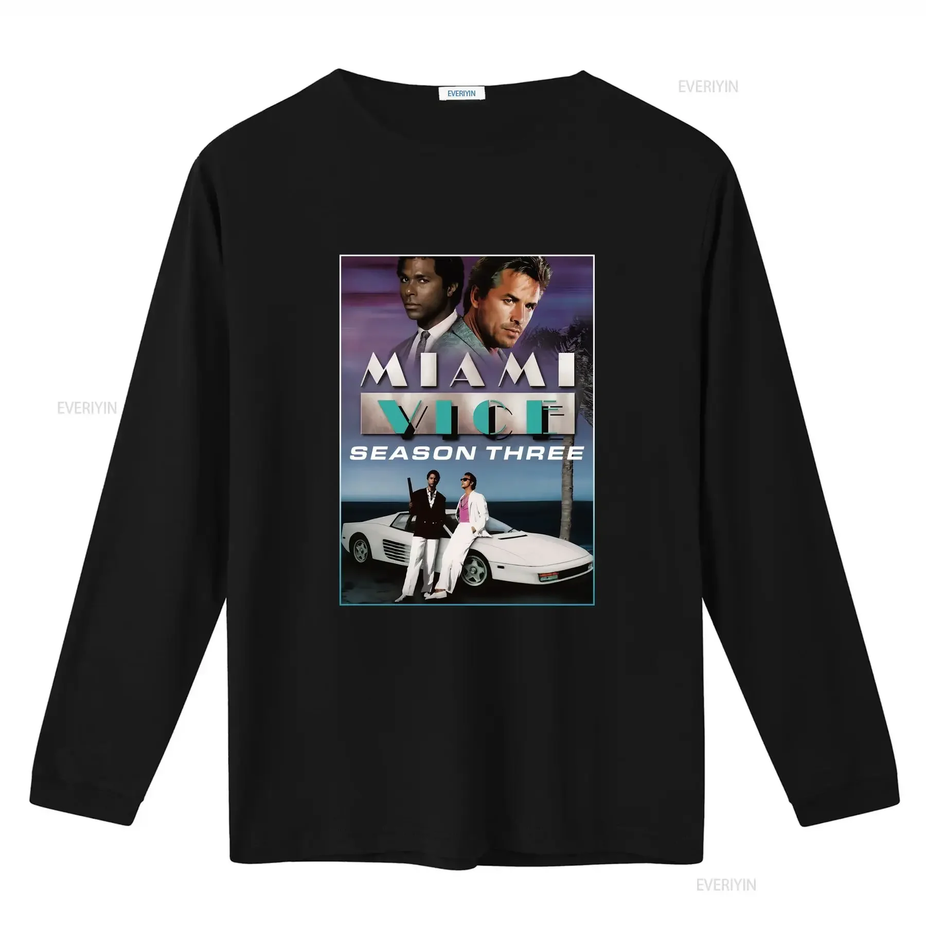 Miami Vice Season Three Vintage Movie Poster T Shirt 8 Colors Film Lover All Sizes S 5XL vintage Washed Comfortable Stretched