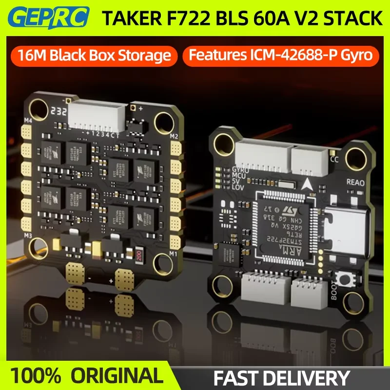 GEPRC TAKER F722 BLS 60A V2 STACK 4IN1 ESC BLS 60A Data Record​ 16MB Black Box Data Analyze FPV Racing Drone