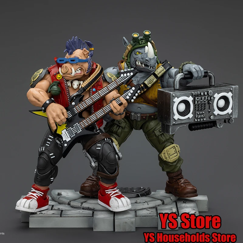 

JOYTOY TMNT 1/18 Rocksteady Beebop Anime Mini Movable Action Figure Delicate Detail Design 11.5cm Full Set Soldier Model Gift