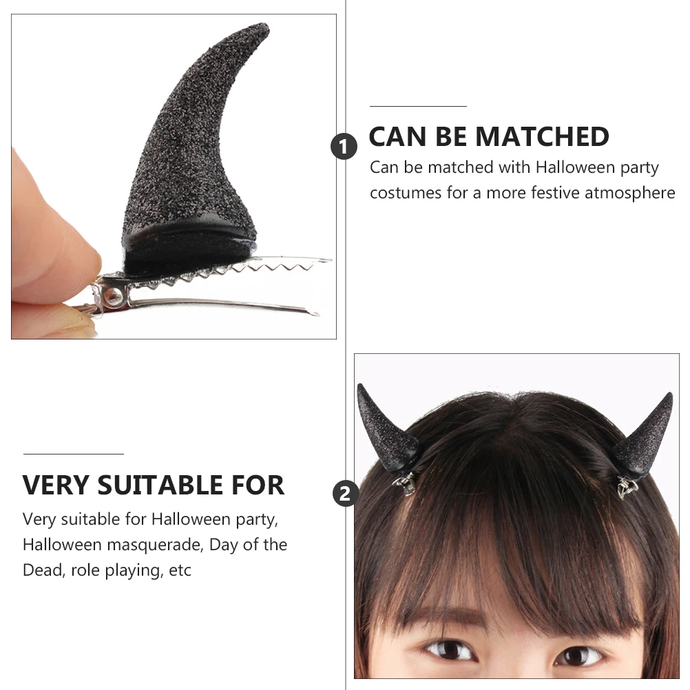 

4 Pcs Horn Hairpin Halloween Costume Accessories Kids Horn Hairpin Adults Hair Clip Hat Clothes Photography Props
