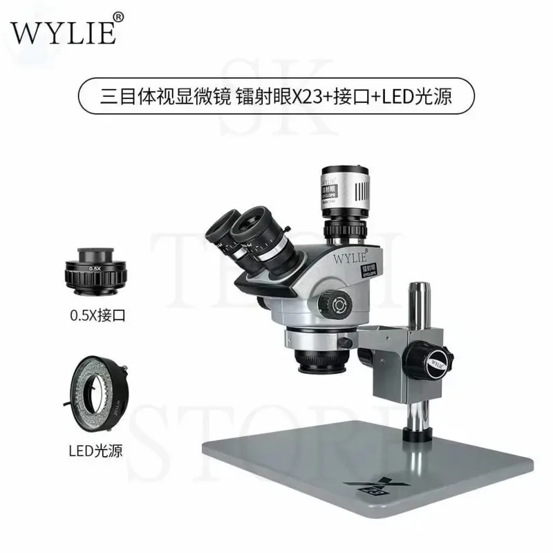 Wylie X23 Trinocular Stereo Microscope HD Laser Eye Cyclops X40 X80 Camera Zoom Professional  For Mobile Phone Repair Tools