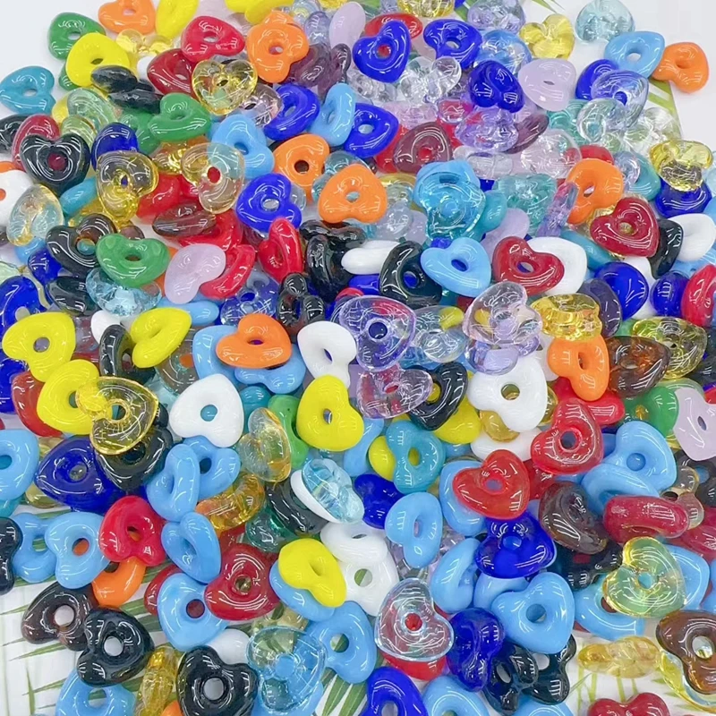 

20Pcs/15mm Heart Shape Glass Beads Colorful Glaze Spacer Bead for Jewelry Making DIY Necklace Earring Bracelet