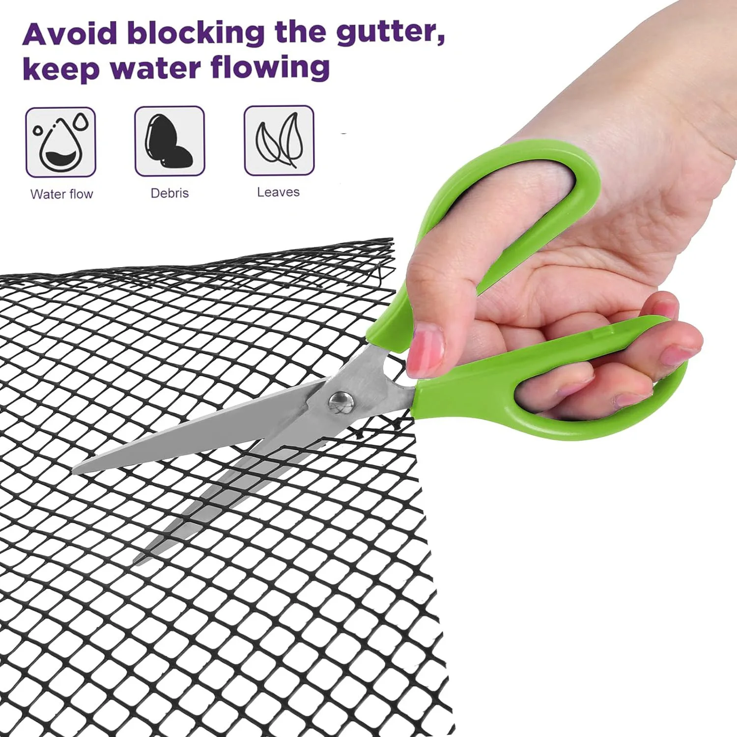 Plastic Gutter Guard Mesh Roll Garden Drainage Protector Leaf Debris Blocker For Preventing Clogged Drains with 10 Clip Fixed