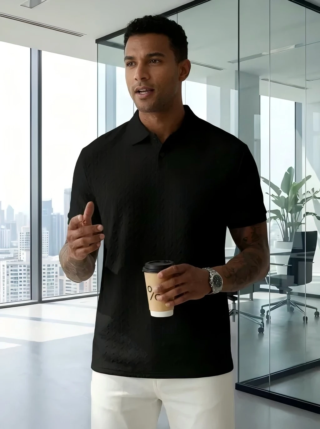 Summer New Men's Fashion Collared Short Sleeve POLO Shirt Casual Streetwear Stylish Test Question Print