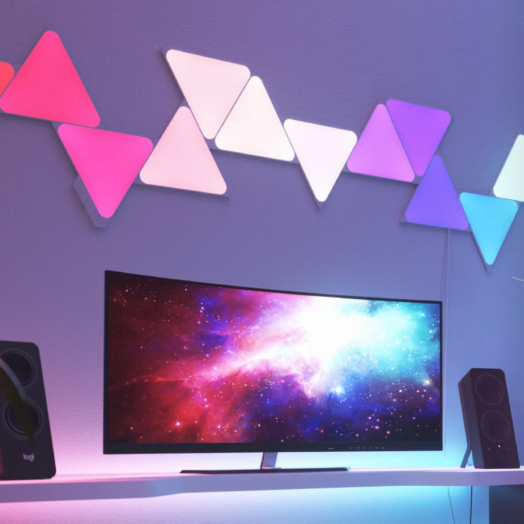 

Music Control 9pcs/set Smart Wifi Control Triangle Rgbw Colorful Ceiling LED Triangle Panel Lights