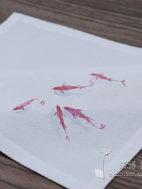 Chinese Style Koi Pattern 100% Cashmere Handkerchief Traditional Hanfu Accessory Portable Sweat Absorbent Women Hanky Custom Nam