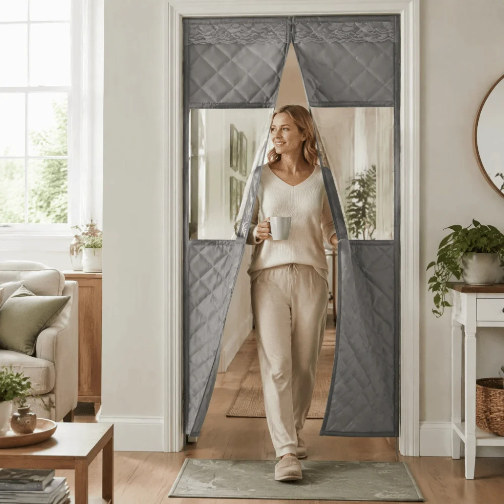 Self-Closing Magnetic Door Curtain No-Drill Clear Window Cold Proof Door Screen Thickened Soundproofing