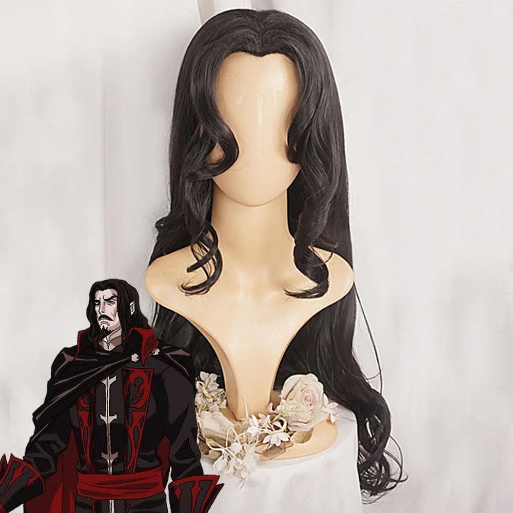

Castlevania Dracula Cosplay Wig Dark Brown Curly Anime Hair