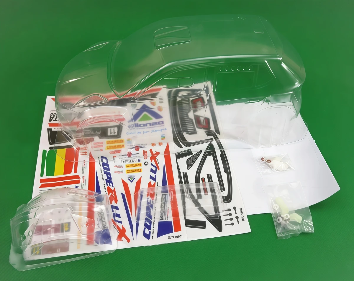 TC201 1/10 Fabia EVO Rally Clear PC Body Shell 190mm Width 257mm WB with Light Buckles, Mirrors & Rear Wing and Sticker Decals