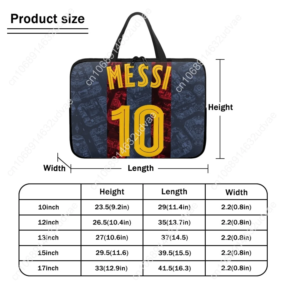 Afbeelding 7: Messi Voetbal Laptoptassen voor Dames Nummer 10, Reizen Universele Draagbare Tablet Tas Merkontwerp Computer PC Carry Cover Pouch
