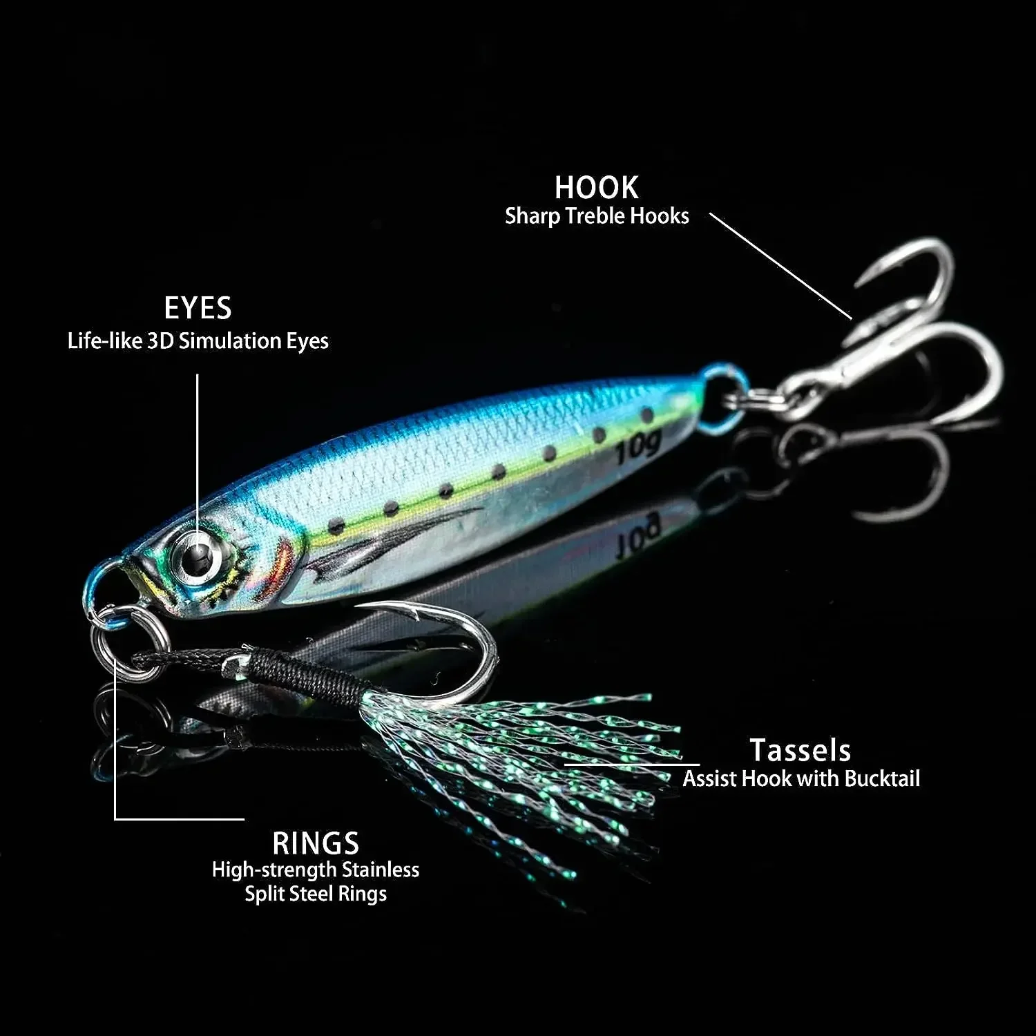 Goture Señuelo Jigging mar – Cuchara con anzuelo triple y asistencia