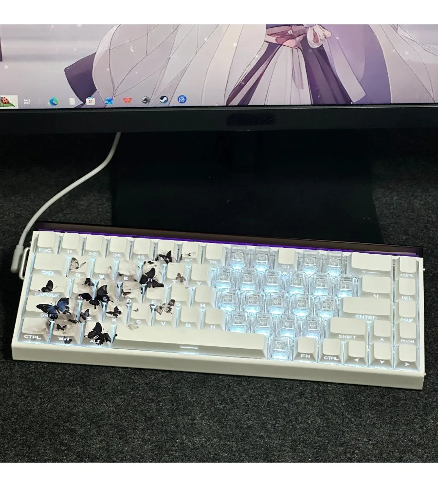 Butterfly side engraved transparent keycap simple PBT original sublimation adaptation mechanical magnetic axis 60/68/75 keyboard