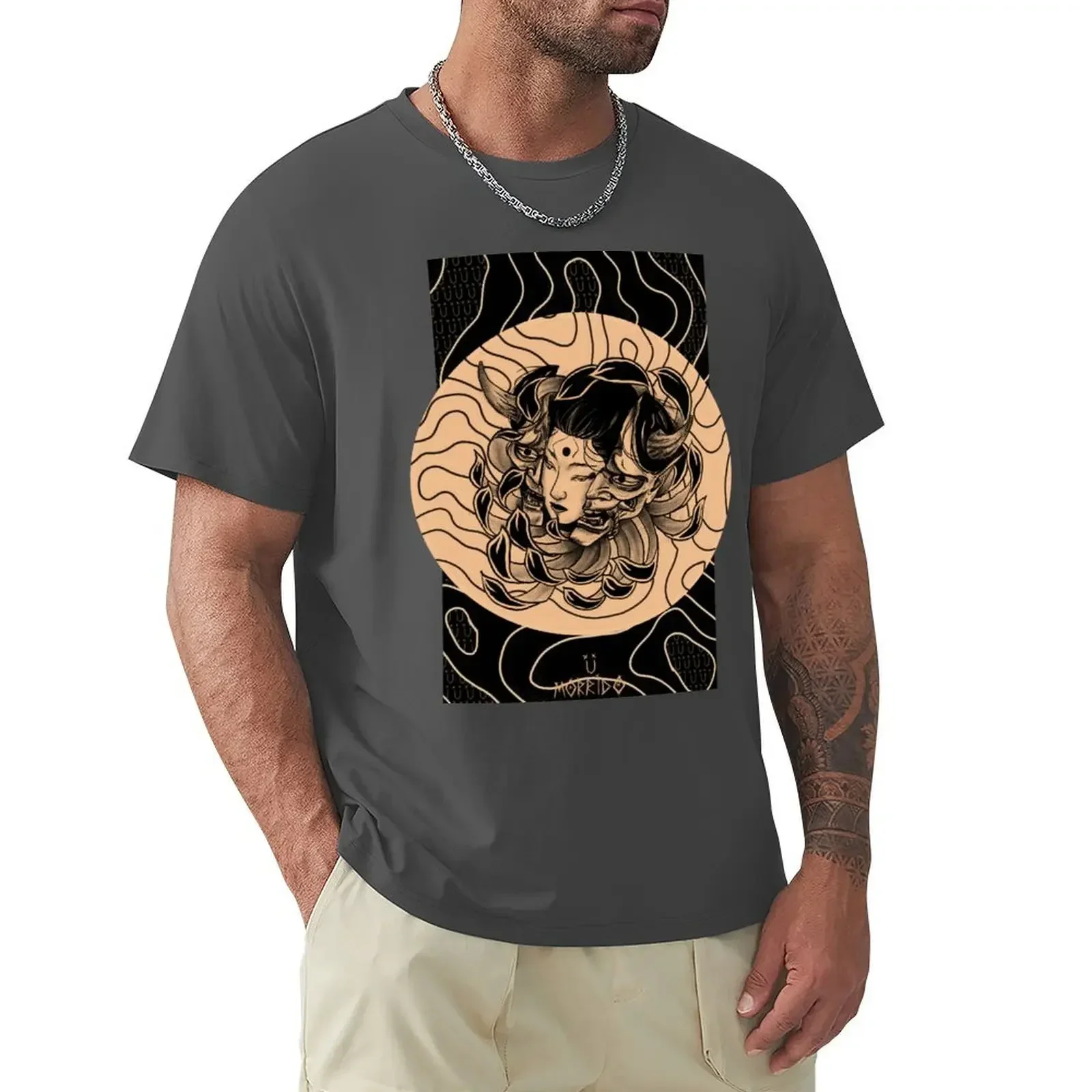 hannya geisha mask T-shirt cute tops anime boys whites t shirt men