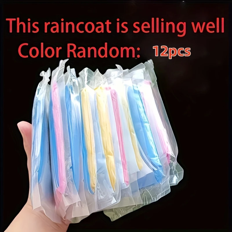 12pcs Disposable Rain Ponchos, Portable Individual Pack Waterproof Raincoats, Lightweight Emergency Rain Gear for Travel & Outdo