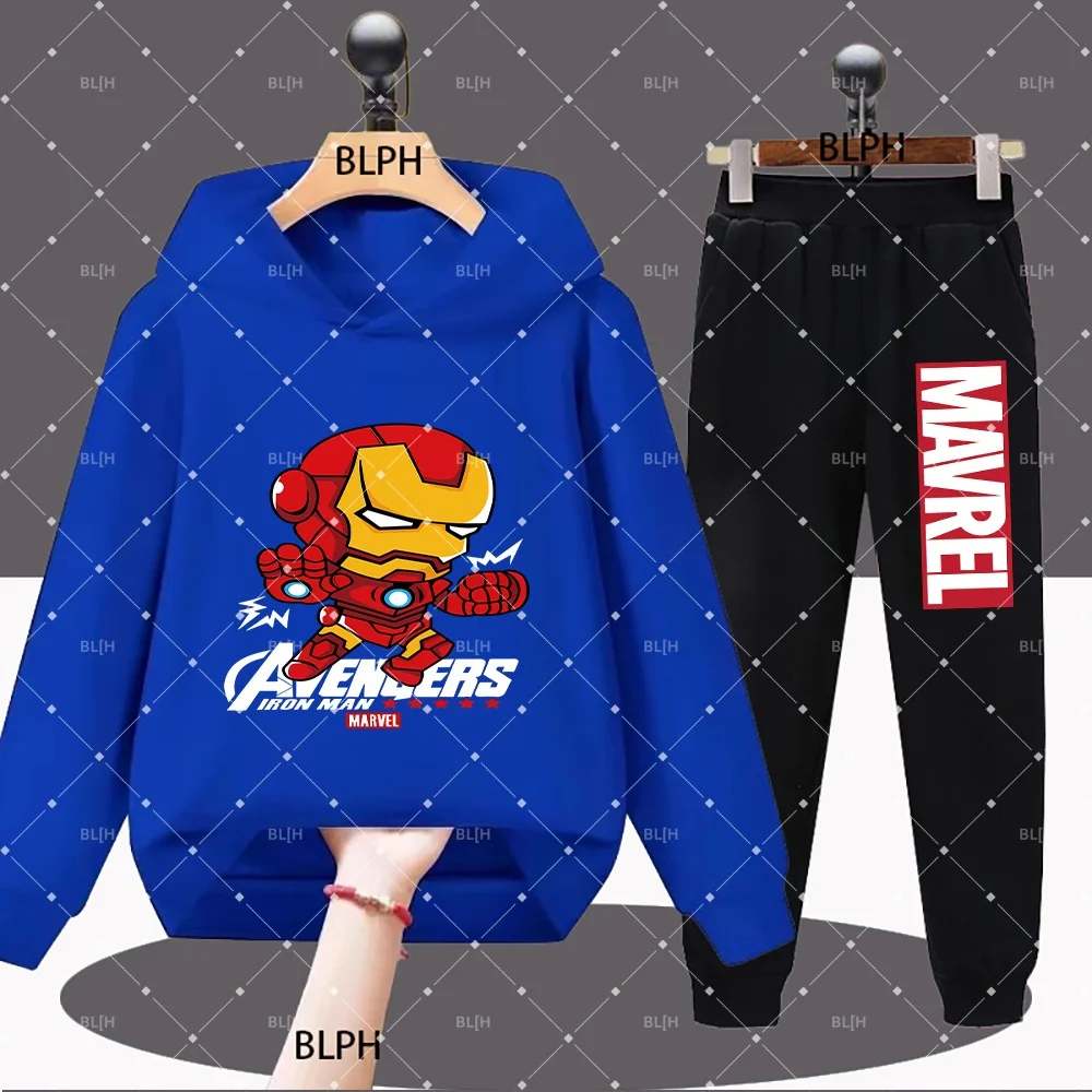 

Милый детский комплект свитшотов Marvel Captain America, комплект из толстовки и брюк с тематикой супергероев для мальчиков и девочек, повседневная одежда