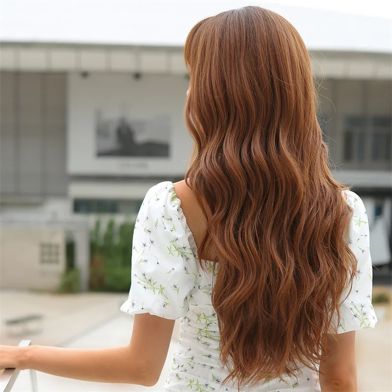 شعر مستعار بشري طويل مجعد للنساء ، آلية الألياف الكيميائية ، شعر مستعار حرير بدرجة حرارة عالية ، غطاء رأس ، دقات هواء ، جديد #2