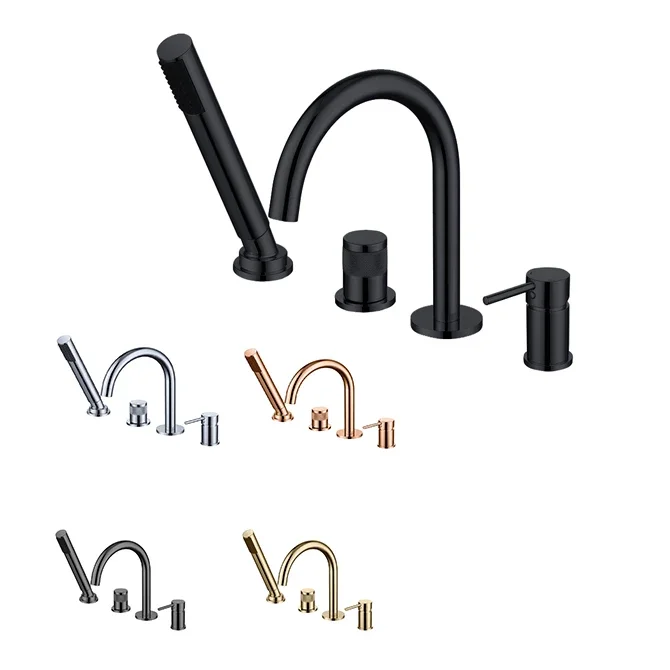

Luxury Top Quality Brass Bathtub faucet set 4 Holes 2 Handles Bathroom shower faucet set Popular design Copper Cold hot water