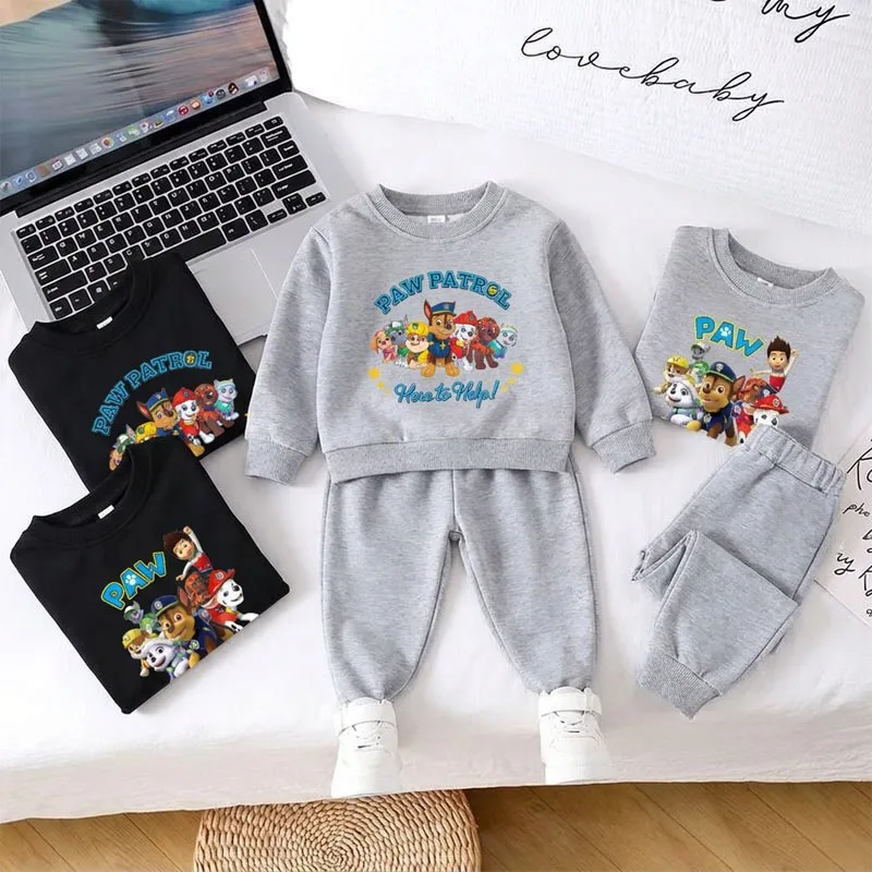 PAW Patrol Spring Fall Boys O Neck Pullover and Sweatpant Two Piece Set Children's Casual Hoodies Sets Kids Sport Clothes Suit