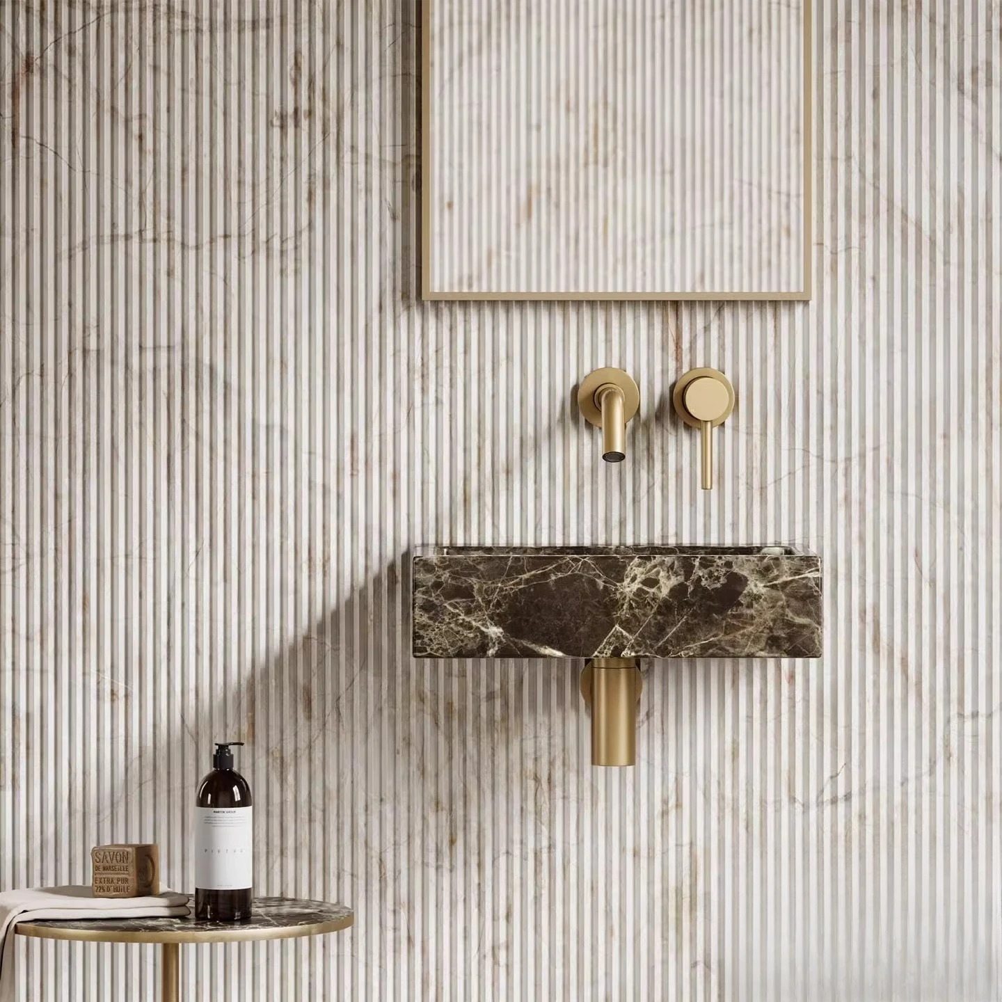 Natural marble square wall hanging integrated wash basin wash basin bathroom toilet washbasin