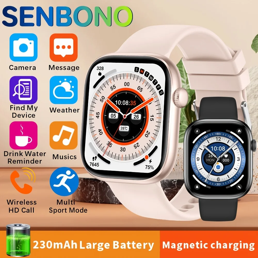 SENBONO Smart Watch for Women Men Bluetooth Call Heart Rate Sleep Monitor Fitness Tracker 100+ Sports Smartwatch for Men Women