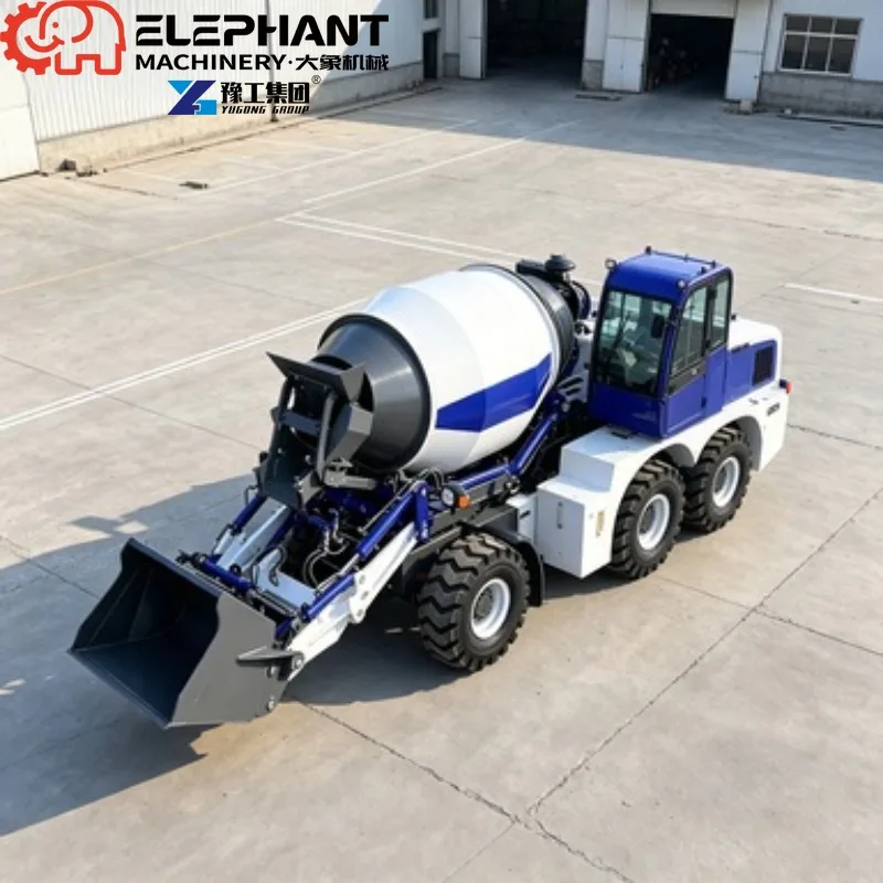 New Mini Construction Mixer Truck, 0.55m³ Diesel Powered Self-Loading Type With Front Cab Design