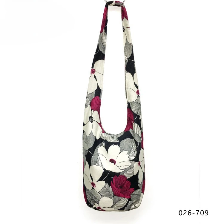 

QINCHU Women's One Shoulder Crossbody Bucket Bag, Linen Cotton Printed Casual Cloth Bag