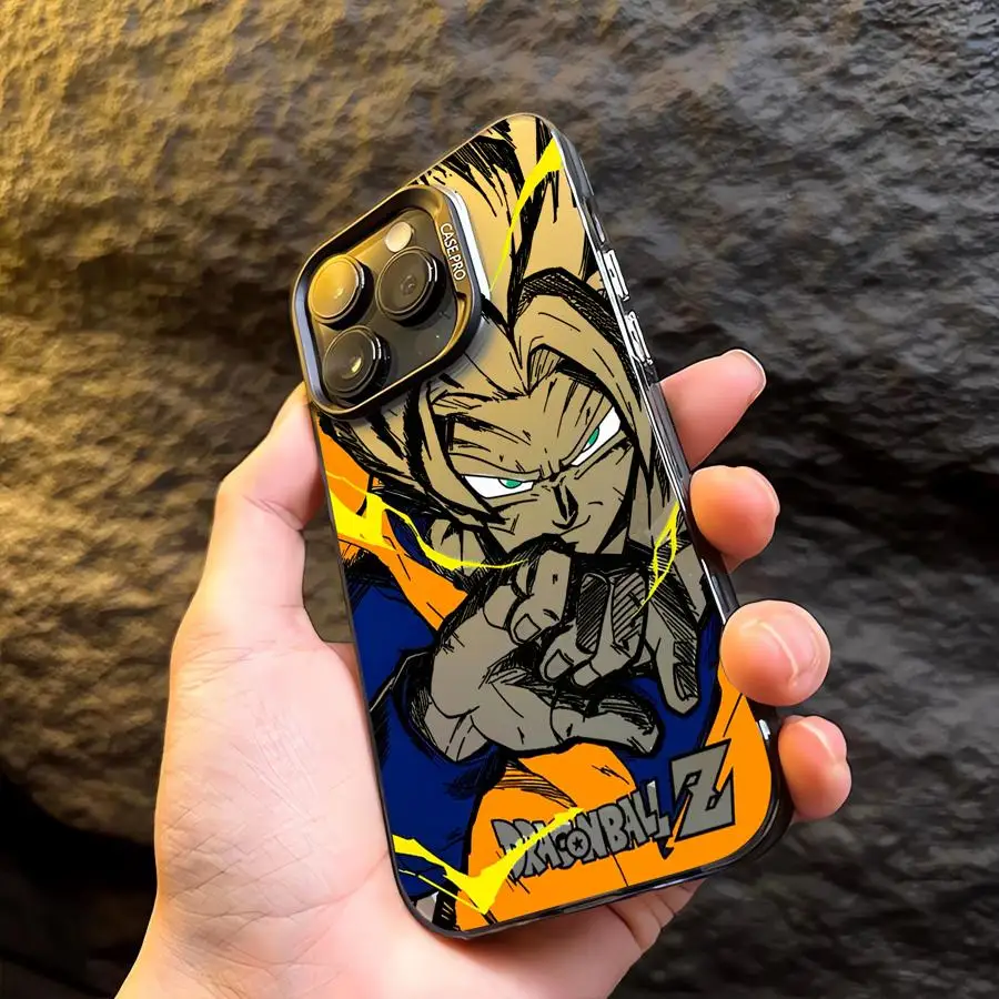 Japan Anime DBZ Cool Case for Apple iPhone 16 15 11 13 14 Pro Max 12 16ProMax 15Pro Matte Lens Protect Plating Phone Cover - náhled 6