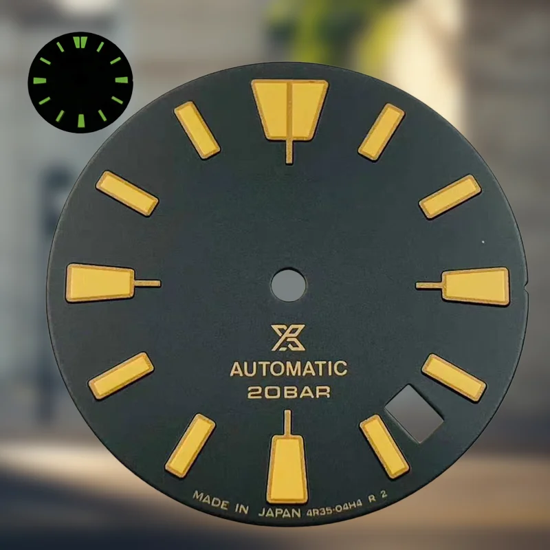 

28.5mm S logo diving watch dial compatible with NH35 movement C3 green luminous high-quality watch modification parts