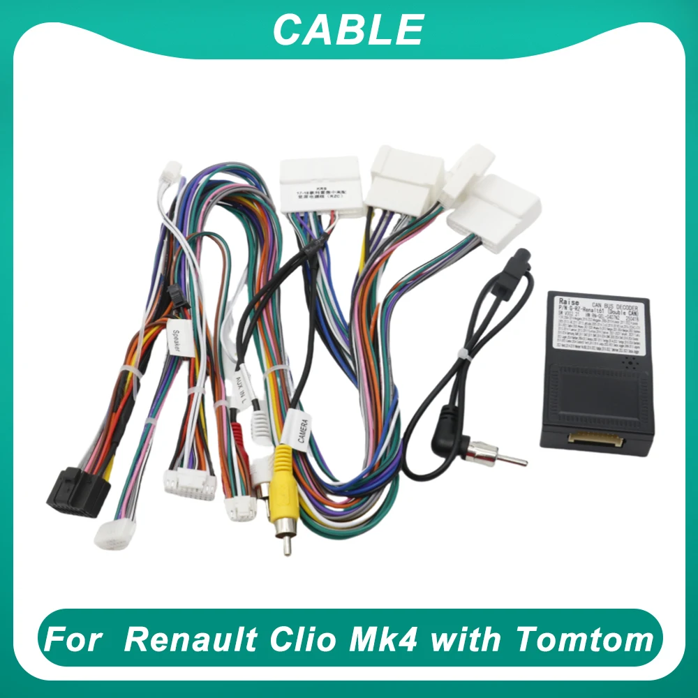 Wiring Harness CAN Bus Decoder 16 Pin to 12Pin 32Pin 24Pin Connector Car Android Cable Adapter for Renault Clio Mk4 with Tomtom