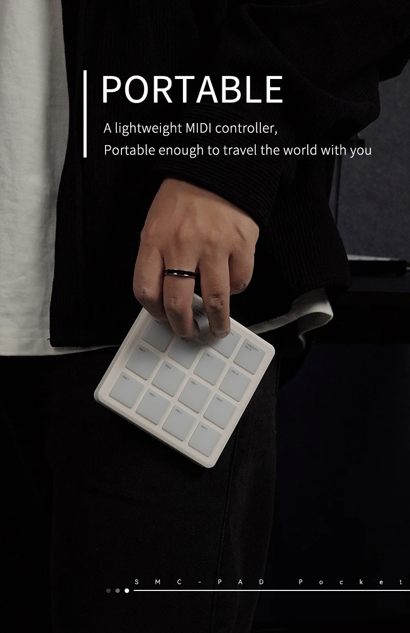 NEW M VAVE Pocket SMC-PAD Wireless MIDI Controller Portable Design USB-C Interface for Percussion Keyboard