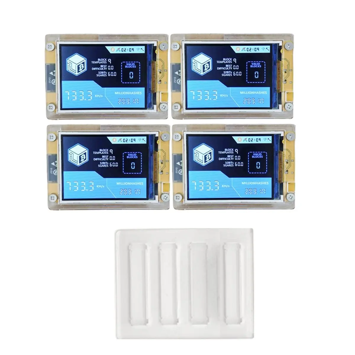 ~【On Sale】4x 735KH/S +4 Slots Acrylic Stand Bitcoin Crypto Solo Lottery Miner 2.8 Inch Display Miner NO Touch