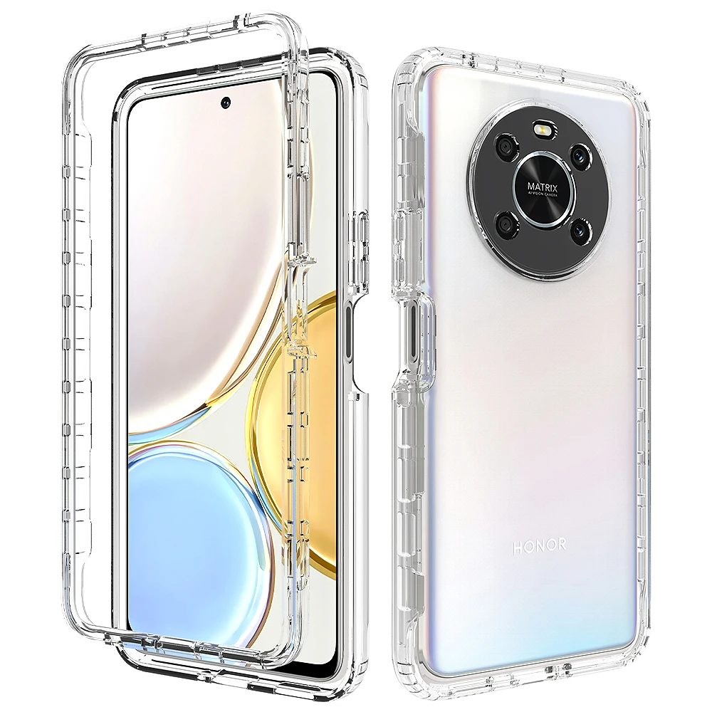 2 in 1 Hybrid Armor Shockproof Phone Case For Honor X9 Magic 4 Lite 6.81 inches Hard Plastic Frame Transparent TPU Back Cover