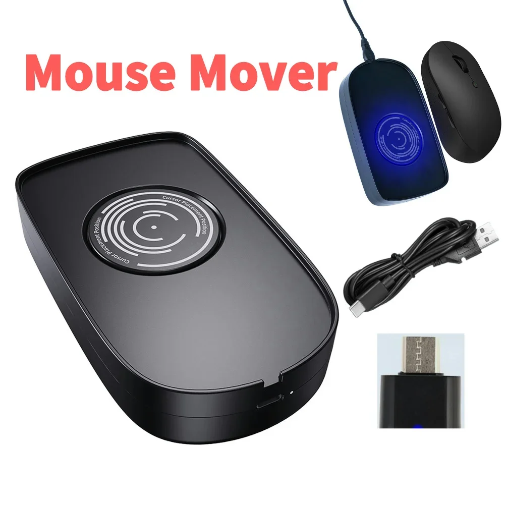 

Mouse Mover Jiggler with Button Simulate Mouse Mover Wired Wireless Mouse Compatible for Computer Awakening for Keeps PC Active