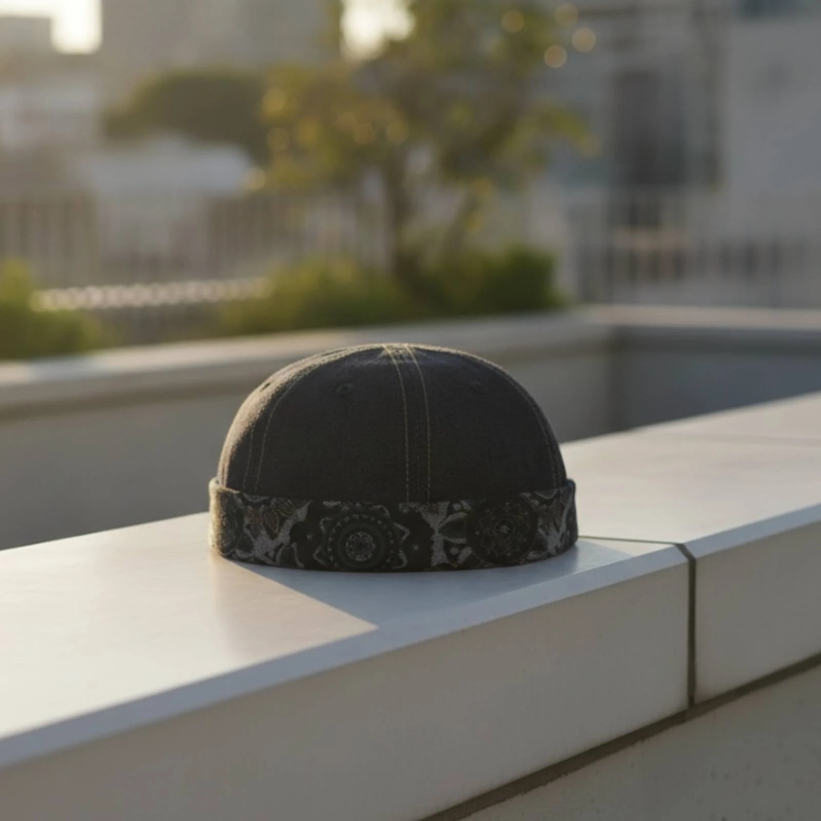 Denim Sailor Cap Streetwear Brimless Docker Cap Dome Hat Casual for for All Genders, Everyday Wear