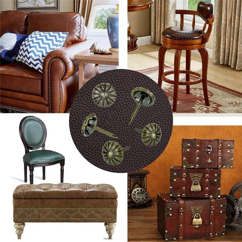 AEE4-Furniture Nails For Interior Decoration Furniture Decorative Nails Daisy Upholstery Nails Antique Brass 300PCS