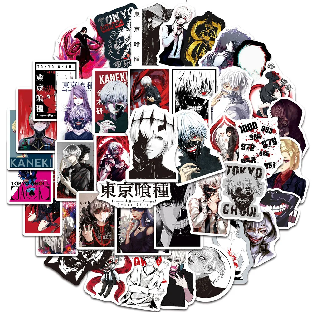 10/30/50pcs Tokyo Ghoul Anime Stickers Cool Kaneki Ken Sticker Aesthetics Stationery Laptop Skateboard Car Waterproof Decals Toy