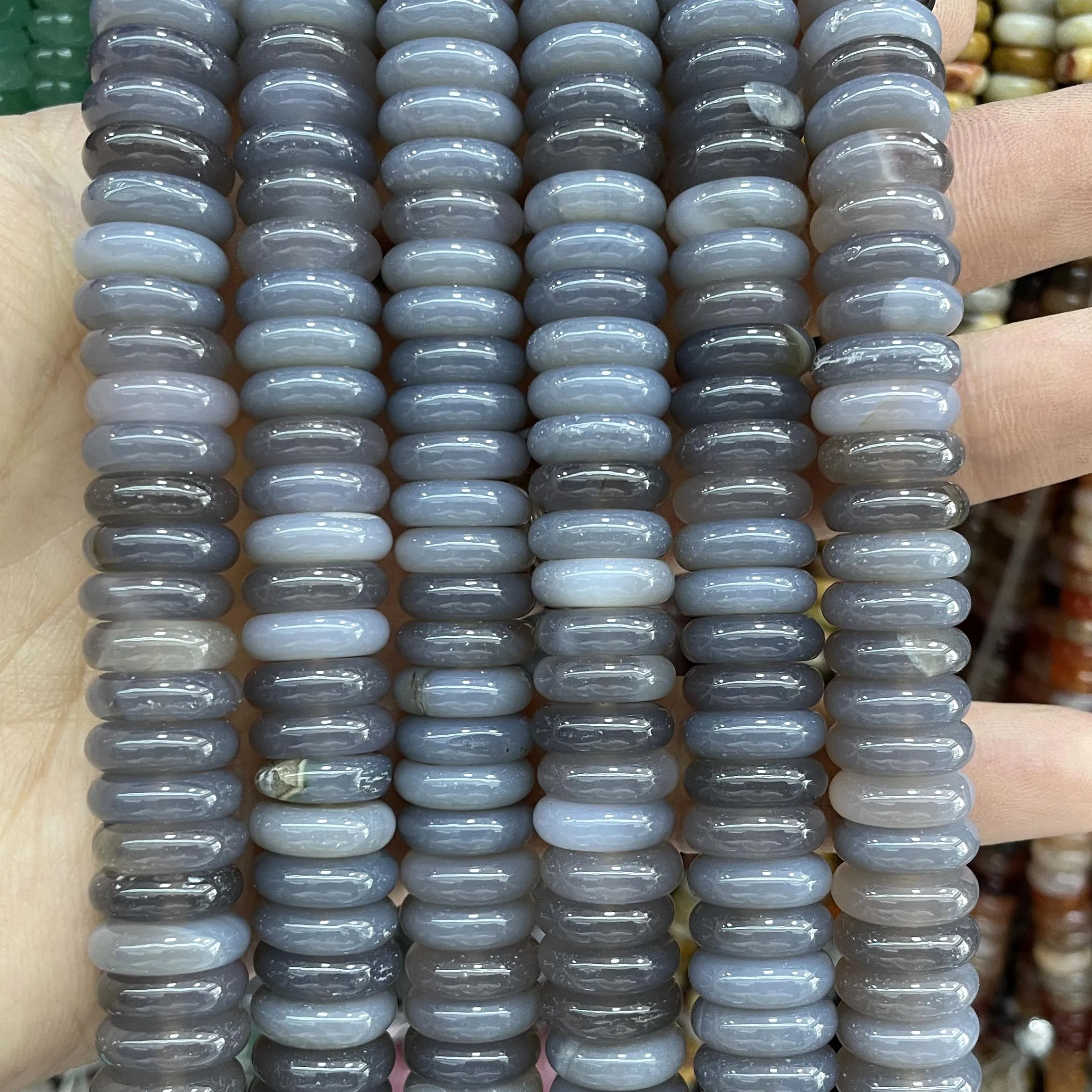 4X12MM Naturstein Rondelle 7 Chakra Quarz Jaspis Achate Flache Runde Spacer Perlen Für Schmuck Machen DIY armband Zubehör – Detail 2