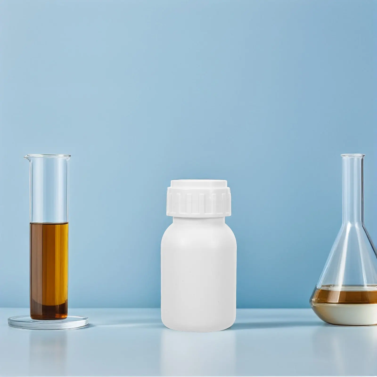 50Ml Thick Wall Fluorinated Hdpe Wide Mouth Lab Reagent Bottle White Chemical Bottle Leakproof Screw Cap Spill Resistant Solvent