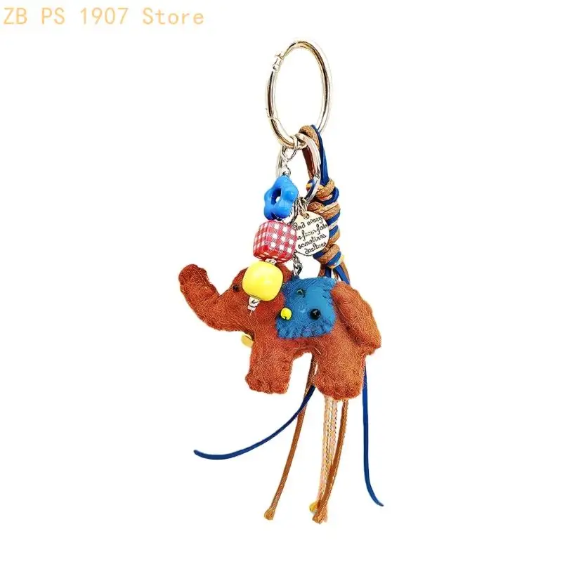 Artisanal Nepalese Felt Elephant Pendant Measuring 22cm For Bag Purse Accessory 55KA