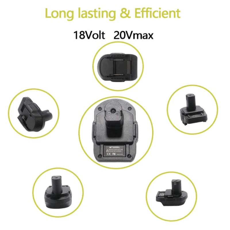 ZWINCKY 1/2 Buah MT20RNL untuk Adaptor Baterai Makita 18V Konverter Baterai Lithium PORT Pengisian Daya 18V Alat Steker Tanpa Kabel untuk RYOBI