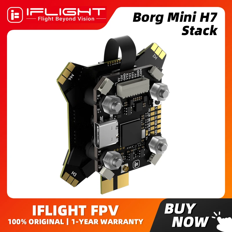 iFlight Borg Mini H7 Stack with Borg Mini H7 FC Flight Controller ELRS 2.4GHz Receiver/ 60RS/60R 4-IN-1 ESC for FPV Racing Parts