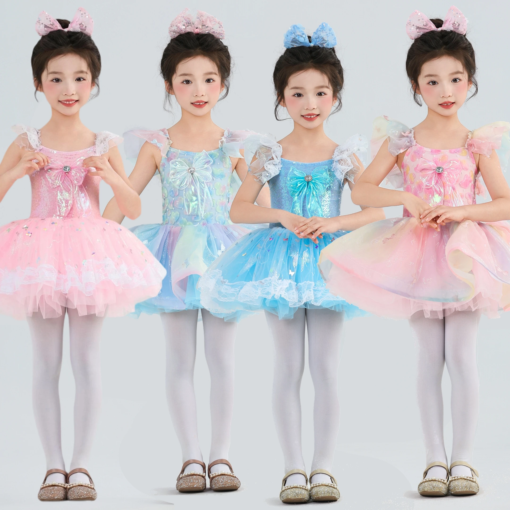 

Детское платье-пачка для современного танца, одежда для выступлений, детское танцевальное платье для девочек, костюм для джазового танца, платье принцессы, юбки-торты